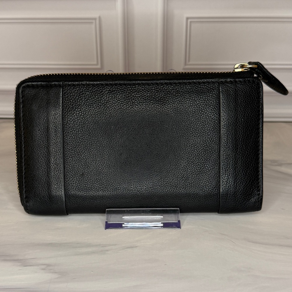 Chloé Elsie Black Leather Zip-Around Wallet Gold Twist Lock - Picture 4 of 13